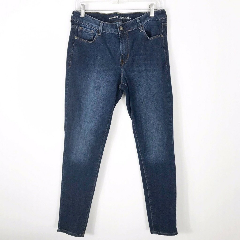 Old Navy Rockstar Jeans Mid Rise Womens Size 12 Regular Skinny Med Wash